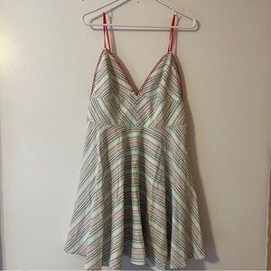 Anthropologie Paper Crane Size Large Mini A -Line Blue Striped Mini Dress